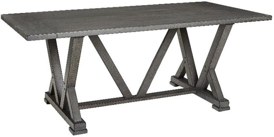 Harbor Gray Rectangular Wood Dining Table with Trestle Base