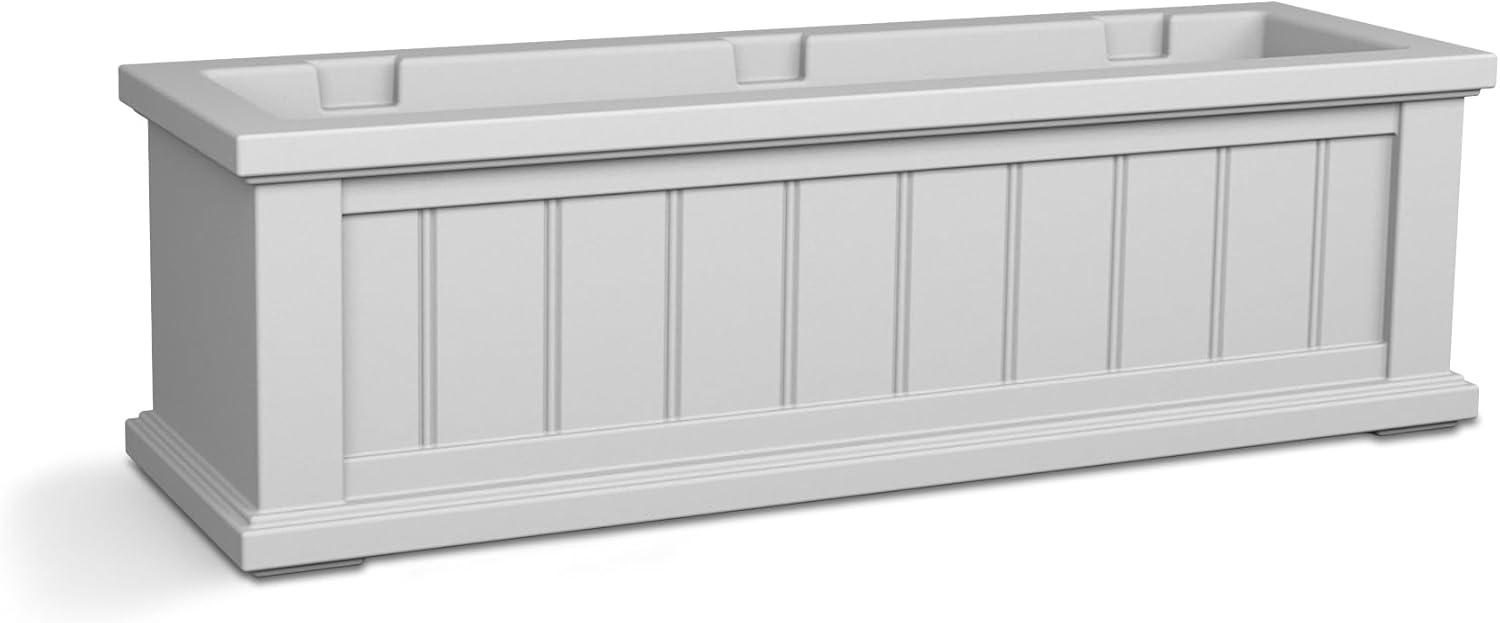 Mayne Cape Cod 36" x 11" x 10.8" Rectangle White Self-Watering Polyethylene Window Box Planter