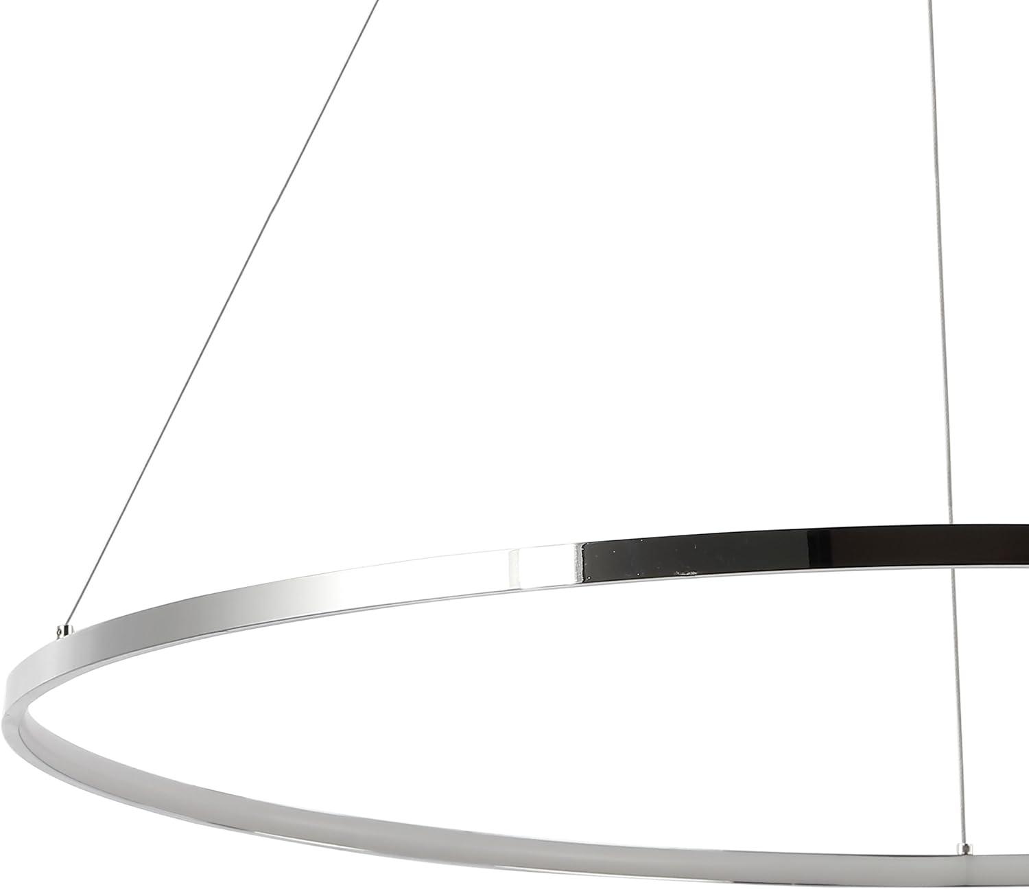 Circulo 34.88" Modern Bohemian Iron Integrated LED Pendant, Chrome