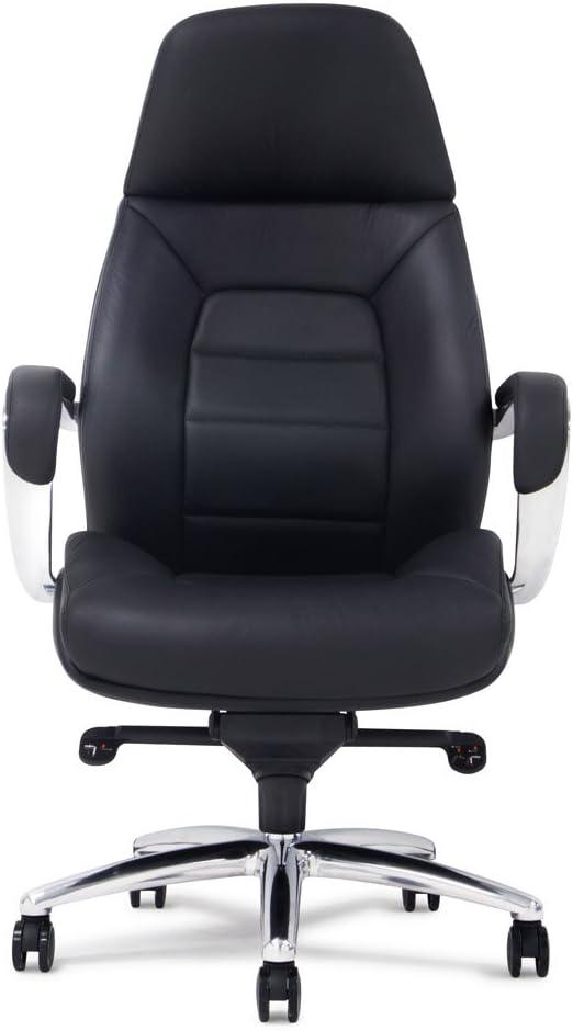 Zuri Furniture Gates Genuine Leather Aluminum Base High Back Executive Chair - White