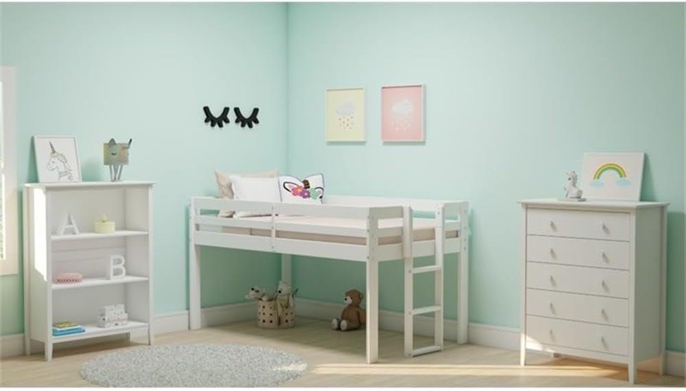 Alaterre Furniture Simplicity 48" Wood 3-Shelf Bookcase in White