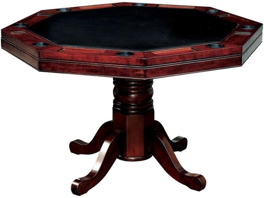 Furniture of America Deaton Traditional Wood Octagon Gaming Table in Cherry