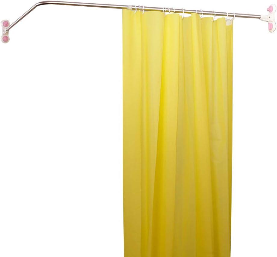 Hershii Curved Corner Shower Curtain Rod Wall Mounted L-Shaped Bathroom Curtain Hanger Pole Decorative Extendable Bathtub Metal Shower Rail Bar 40.15'' x 46.45 ''- 70.86''