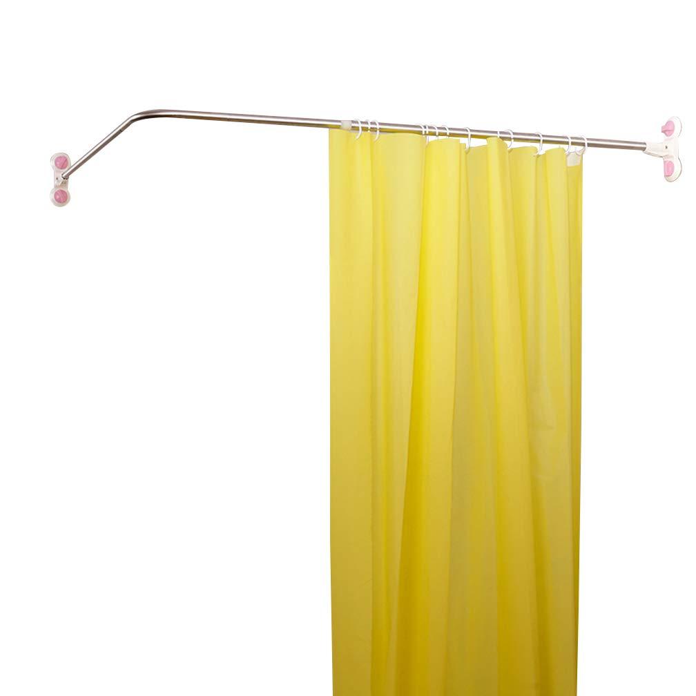 Hershii Curved Corner Shower Curtain Rod Wall Mounted L-Shaped Bathroom Curtain Hanger Pole Decorative Extendable Bathtub Metal Shower Rail Bar 40.15'' x 46.45 ''- 70.86''
