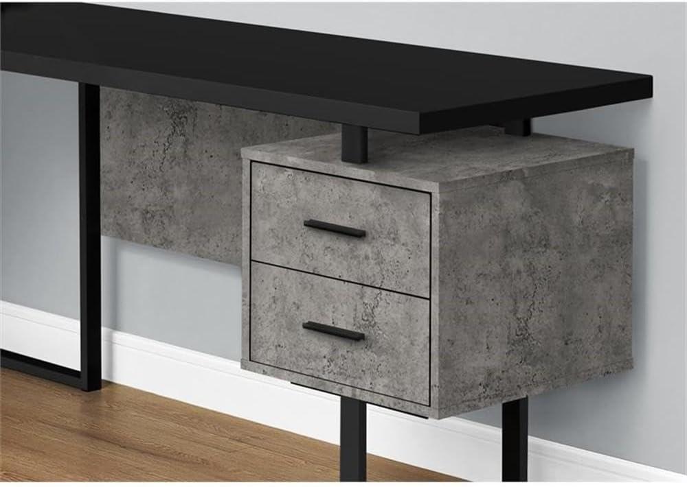 Monarch Specialties Computer Desk Home Office Corner Left Right Set-Up Storage Drawers  L Shape  Metal Laminate Grey Black Contemporary Modern