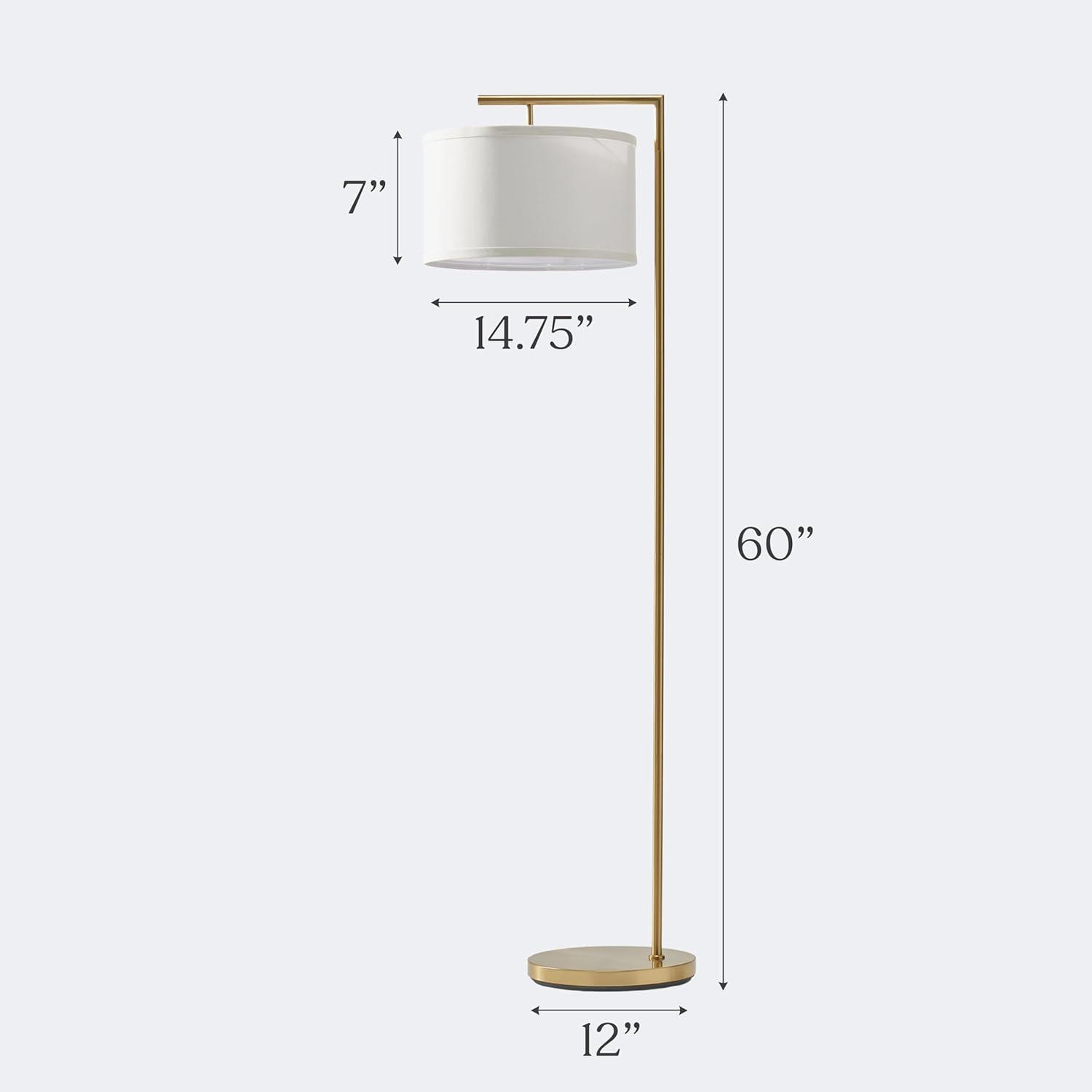 Montage Modern 60 in. Mid-Century Modern LED Floor Lamp with Fabric Drum Shade