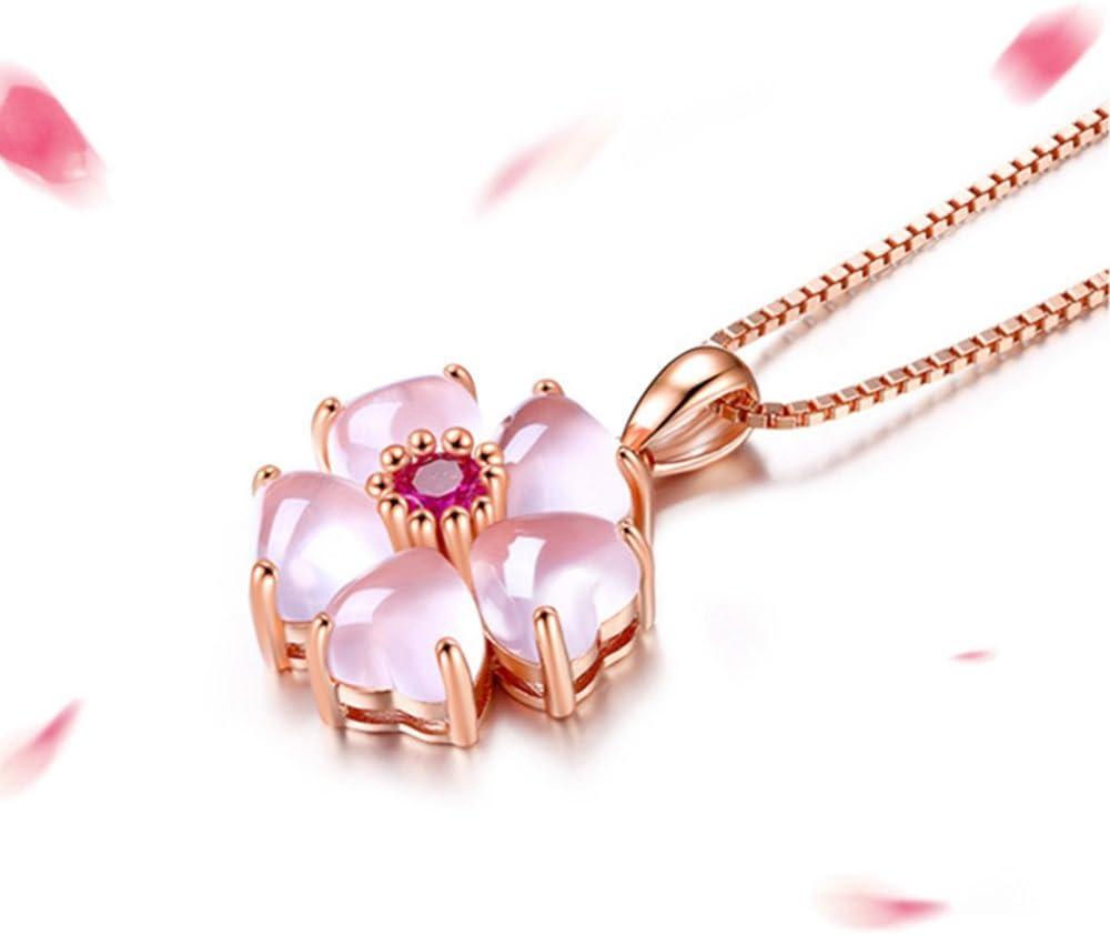 YOUMIYA Rose Gold Cherry Blossoms Necklace for Graduation Pink Beautiful Artificial Stone Crystal Necklace Best Gifts for Women Friend Lover