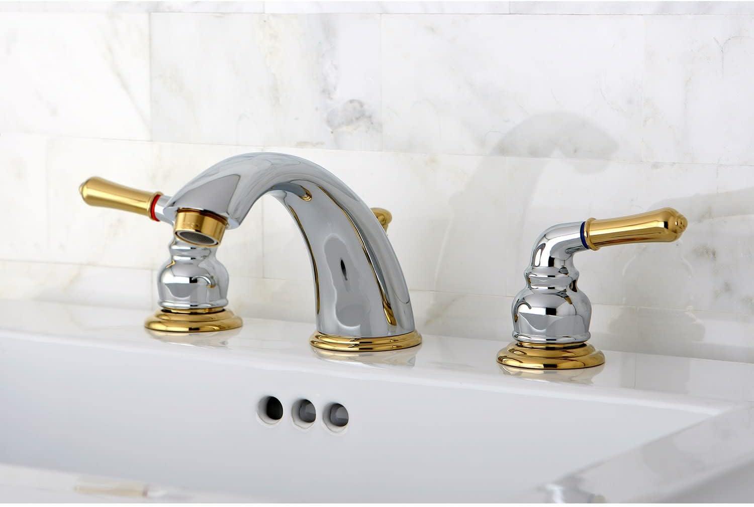 Kingston Brass Magellan Two-Handle 3-Hole Deck Mount Widespread Bathroom Faucet with Retail Pop-Up Drain