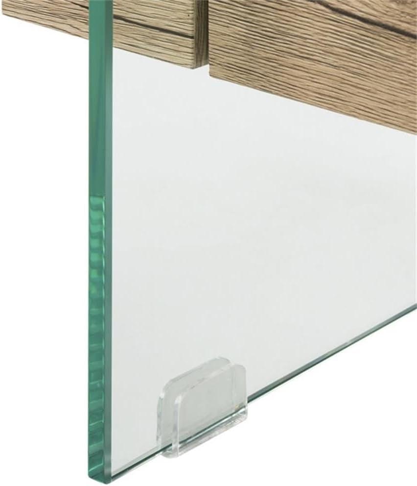 Kayley Coffee Table - Glass/Natural Wood Rack - Safavieh