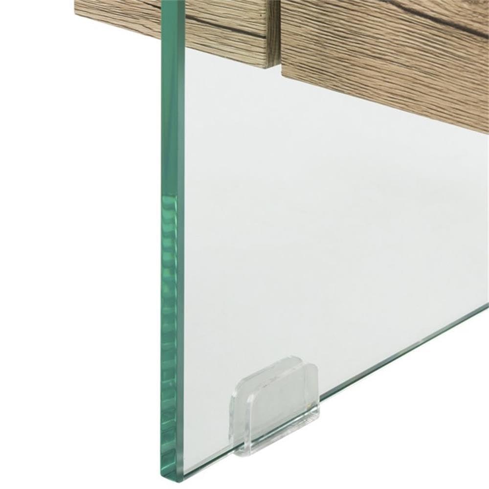 Kayley Coffee Table - Glass/Natural Wood Rack - Safavieh