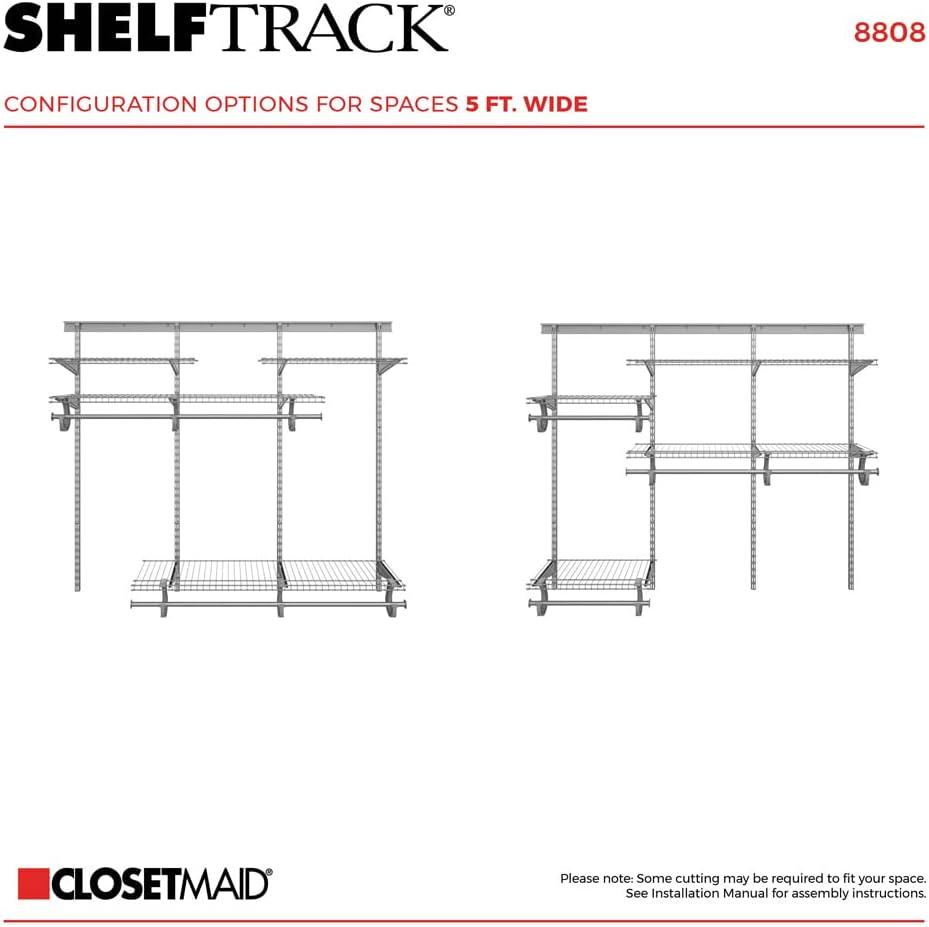 ShelfTrack 48" W - 72" W Closet System Starter Kit