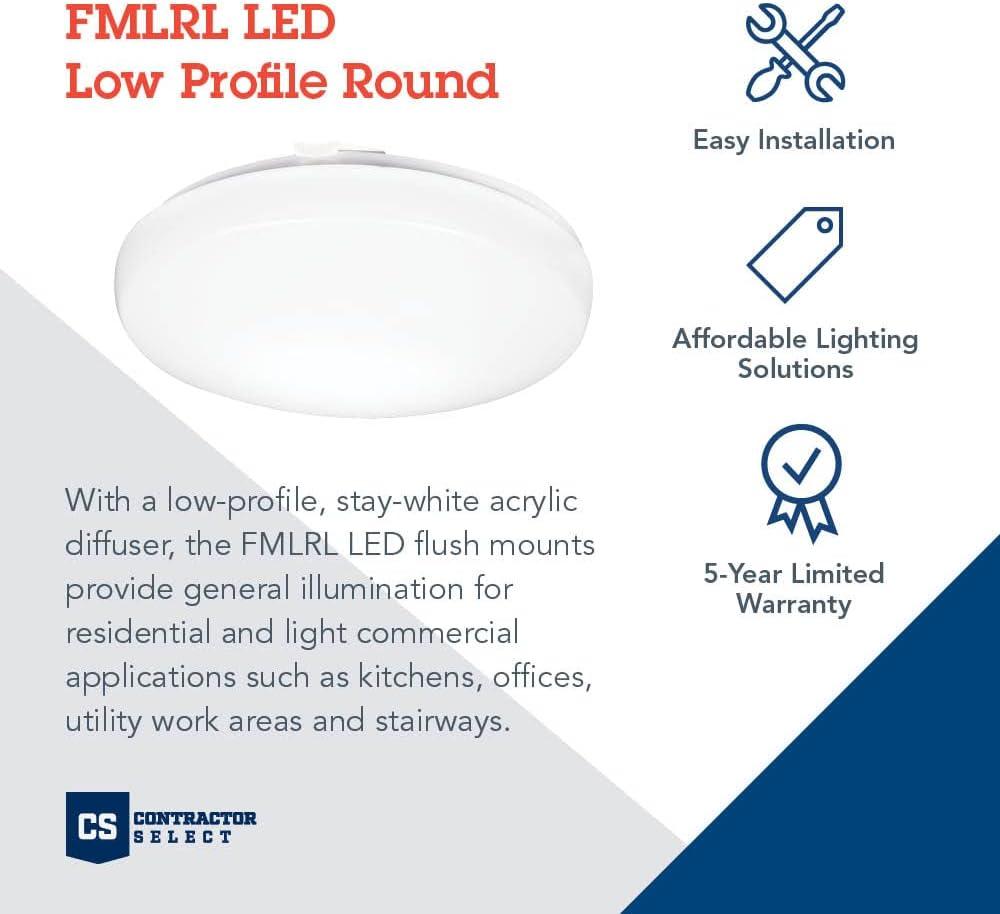 White 14-Inch Round LED Flush Mount Light