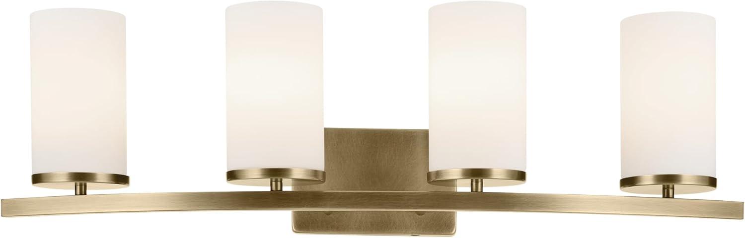 Natural Brass 4-Light Vanity with Satin Etched Opal Glass