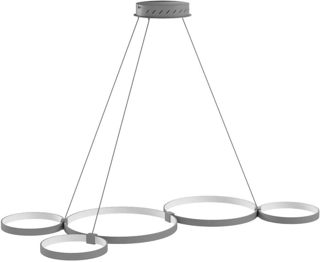 Capella 5-Light Geometric Ring Pendant 50" Integrated LED ETL Certified Adjustable Chandelier