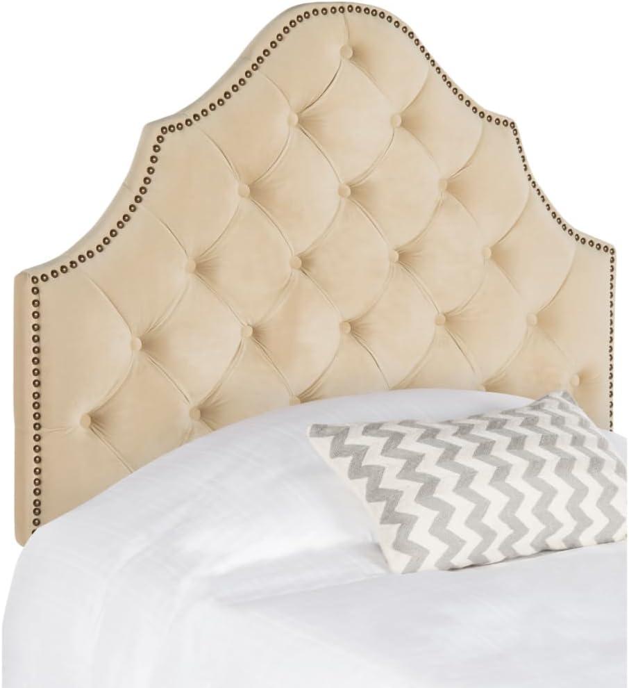 SAFAVIEH Arebelle Rustic Glam Tufted Headboard with Nail Heads, Twin, Buckwheat