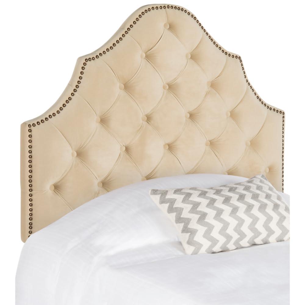 SAFAVIEH Arebelle Rustic Glam Tufted Headboard with Nail Heads, Twin, Buckwheat