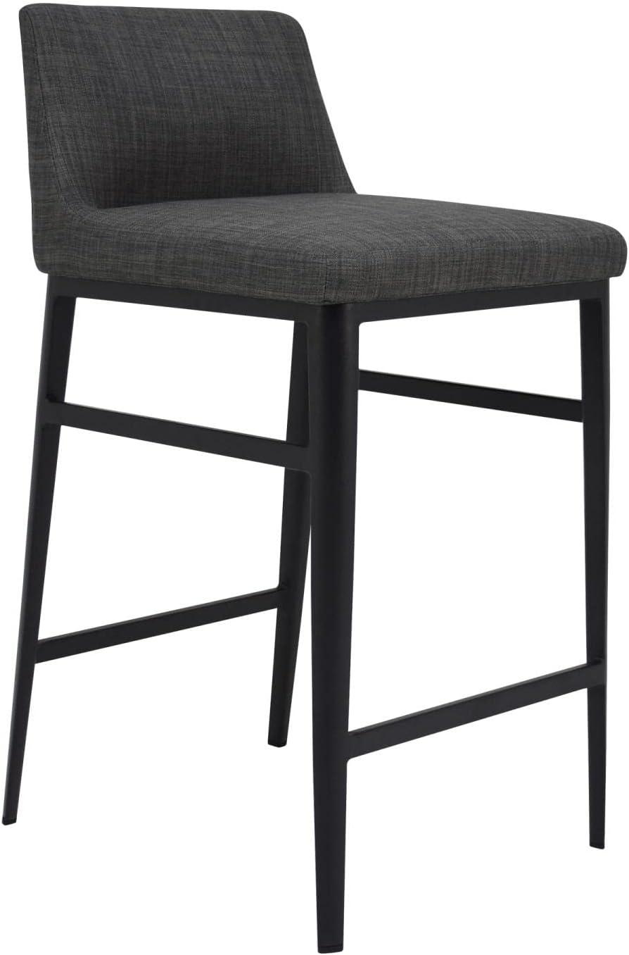 Contemporary Charcoal Gray Upholstered Counter Stool with Steel Legs