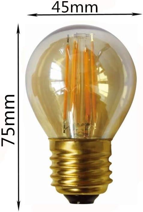 4W G45 Dimmable LED Filament Bulb G45 LED Vintage Edison Bulbs E26/E27 Medium Base Lamp for Home Pendant Antique Light,G14/G45 Shape,E26/E27 Socket Base,Amber Glass,2300K Warm White, Pack of 6