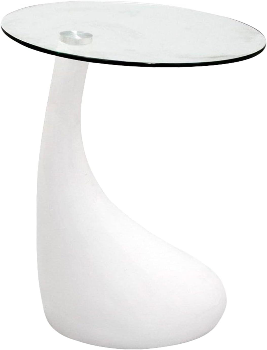 18" Round Glass Top Mid-Century Modern End Table