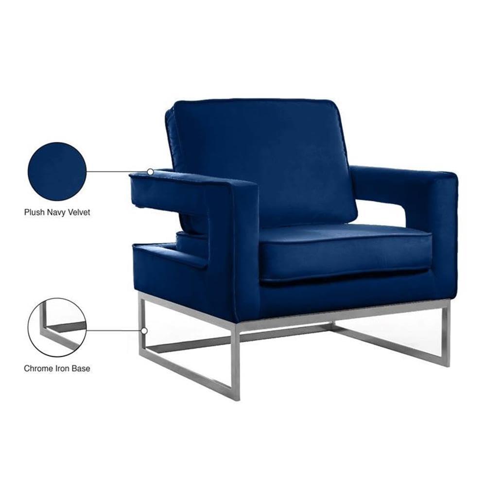 Meridian Furniture Noah Navy Velvet Accent Chair