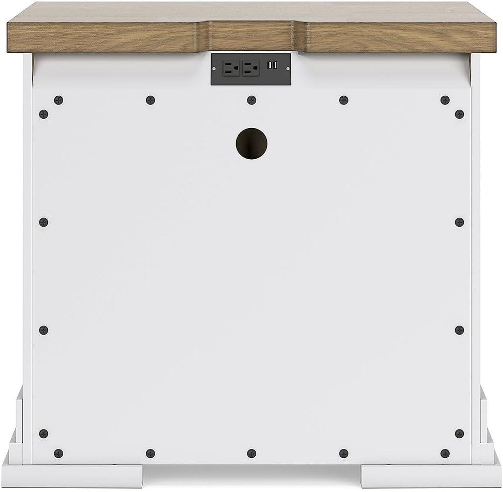 Signature Design by Ashley Ashbryn 3 Drawer Nightstand with USB ports, White