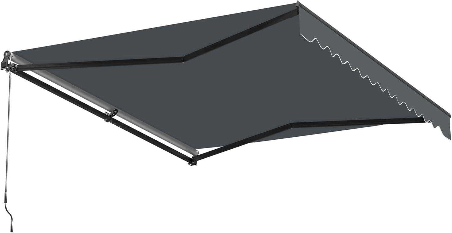 Retractable Home Patio Awning | Deck Canopy |UV Protection Sunshade | Manual Black Frame | Upgraded 2024