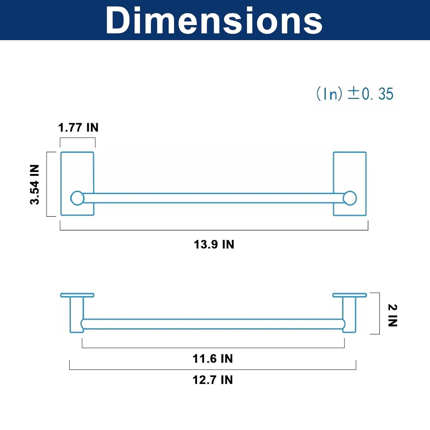 NearMoon Self Adhesive Bathroom Towel Bar- Stainless Steel Bath Wall Shelf Rack Hanging Towel Stick On Sticky Hanger Contemporary Style, NO Drilling (1 Pack, Brushed Nickel, 16-Inch Towel Rack)