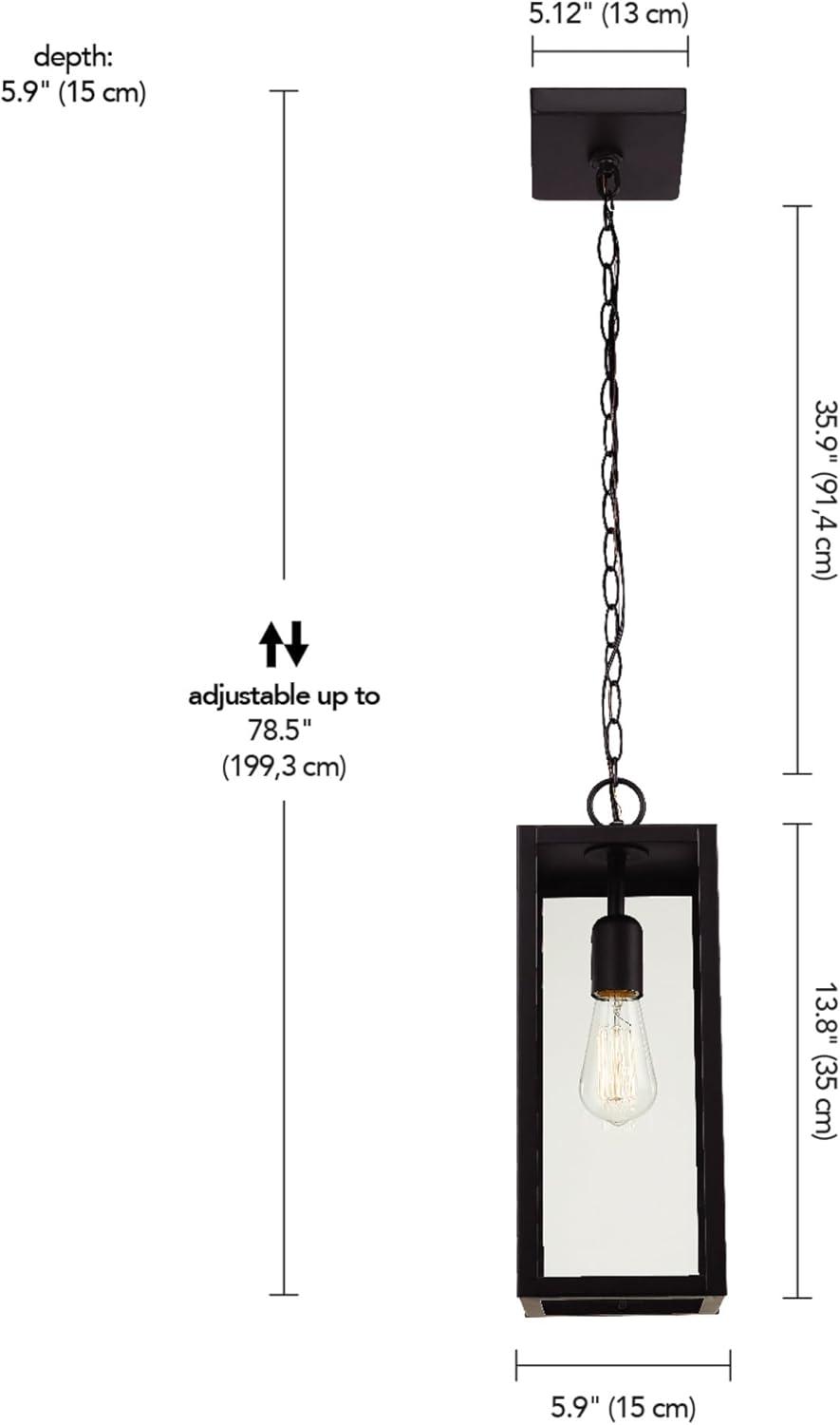 Globe Electric Bowery 1-Light Matte Black Outdoor Pendant with Clear Glass Shade, 44773