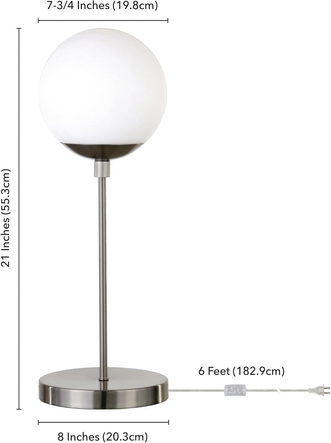 Theia 21'' Brushed Nickel Modern Globe and Stem Table Lamp