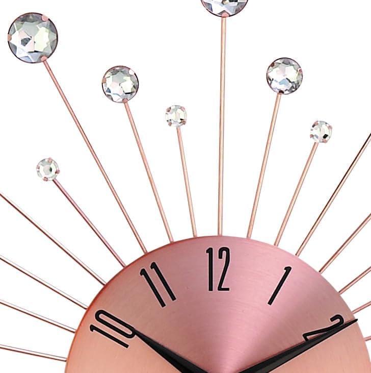 15"x15" Metal Starburst Wall Clock with Crystal Accents Copper - Olivia & May
