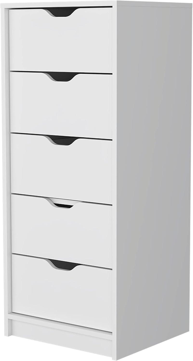 FM FURNITURE LLC Dillon 5 Narrow Drawer Dresser,White