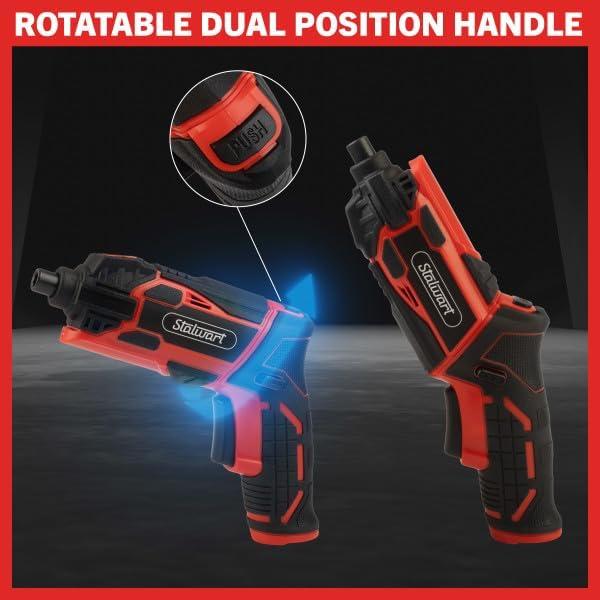 45-Piece 4V Cordless Screwdriver Set (Red) by Stalwart