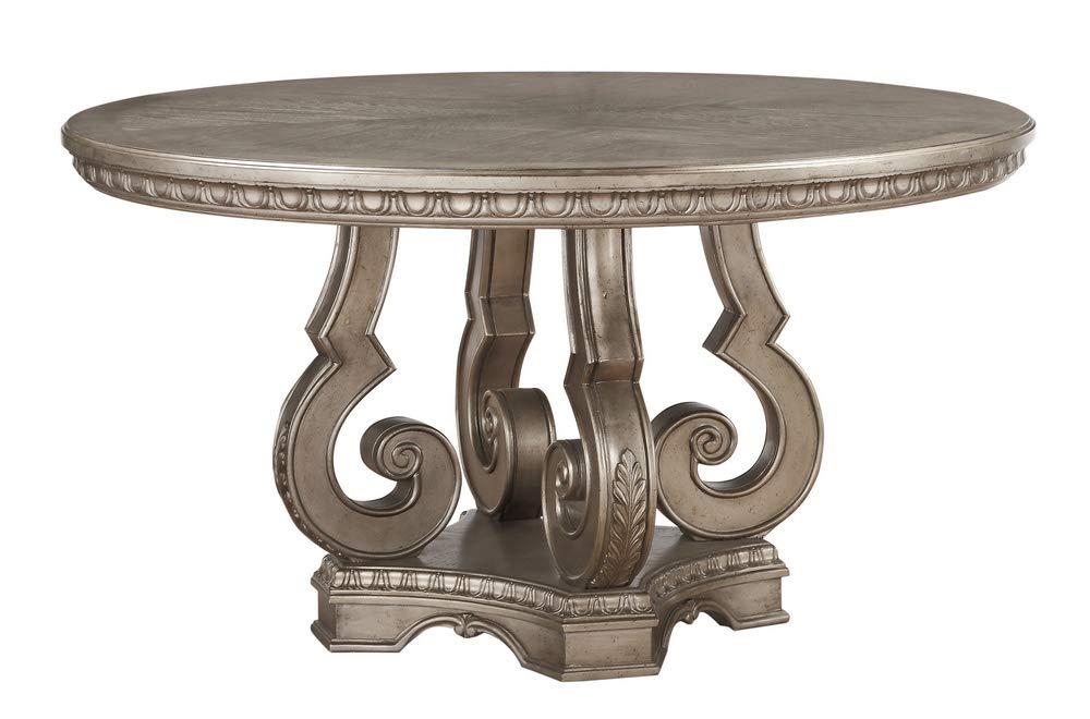 ACME Northville Dining Table, Antique Silver