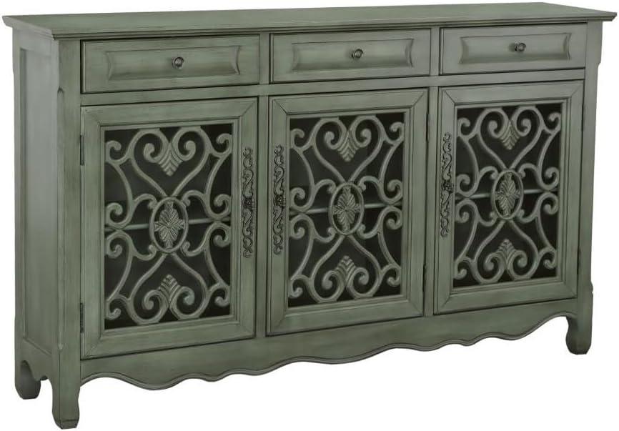 Madeline 3-door Accent Cabinet Antique Green