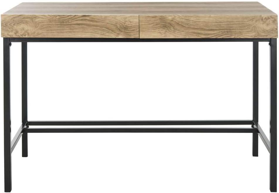 SAFAVIEH Patrick Mid-Century 2 Drawer Desk, Oak/Black