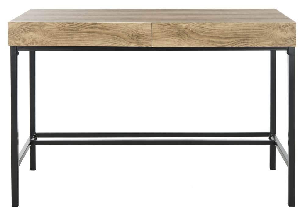 SAFAVIEH Patrick Mid-Century 2 Drawer Desk, Oak/Black