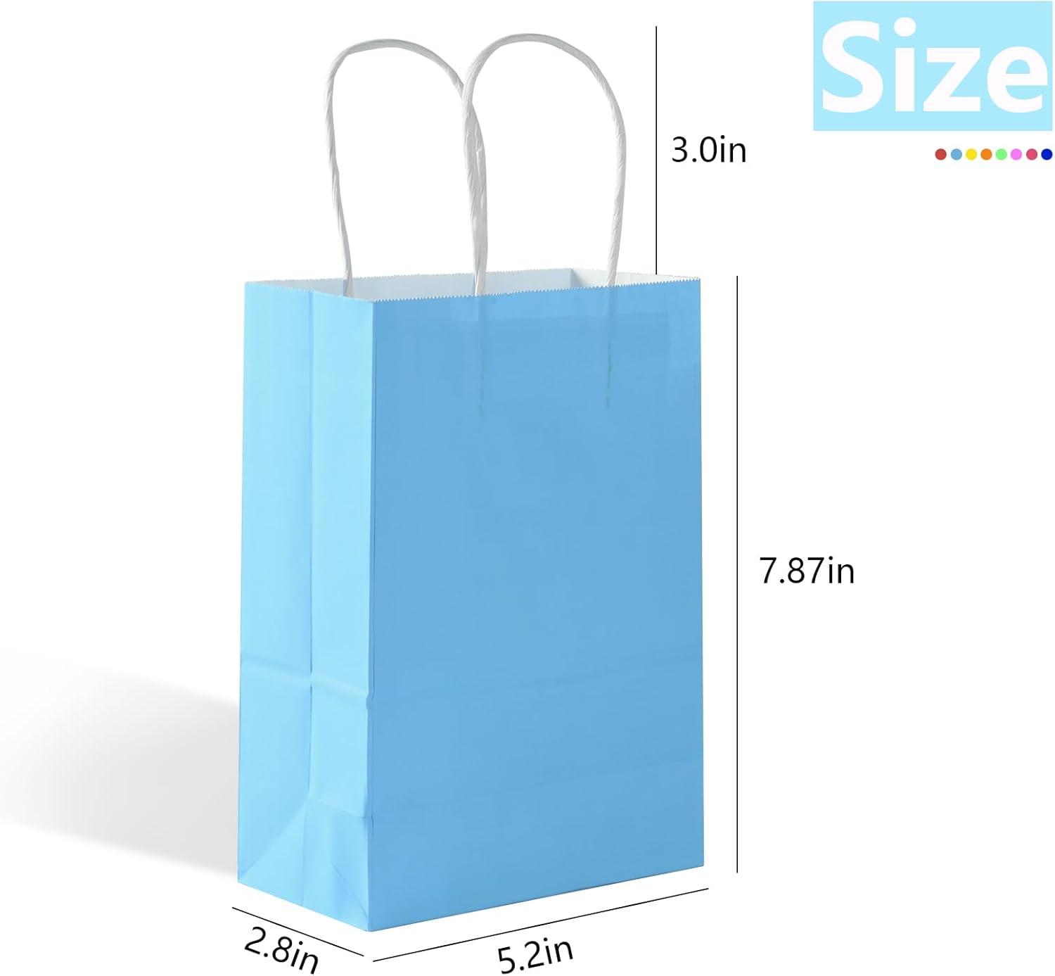 BagDream 24 Pack Rainbow Gift Bags with Handles, 6 Colors Small Party Favor Bag Goodie Bags for Kids Birthday, Party Favors, Birthdays & Celebrations, 5.25x3.75x8"