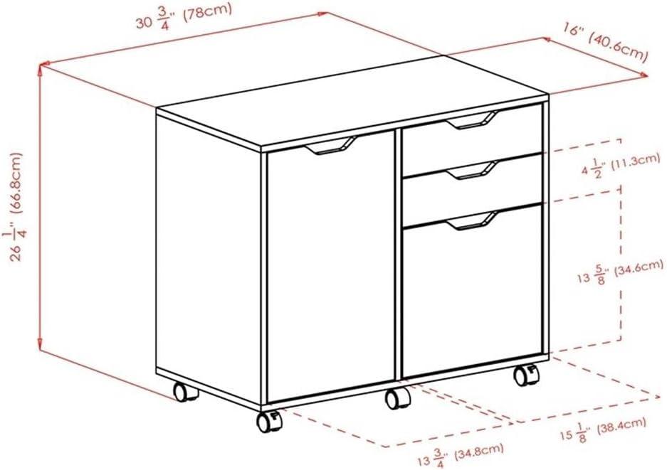 White Mobile 2-Drawer Filing Cabinet with Adjustable Shelf