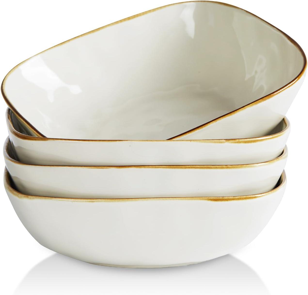 Famiware 8'' Stoneware Large Square Pasta Bowl (Set of 4)