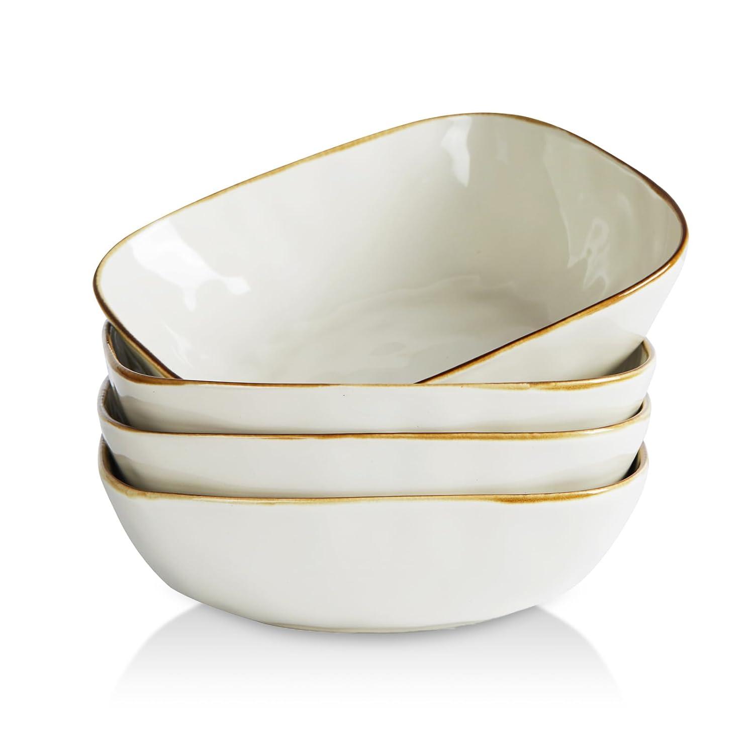 Famiware 8'' Stoneware Large Square Pasta Bowl (Set of 4)
