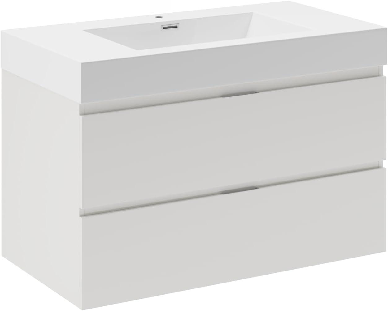 Fresca Valencia 36" Wall Mount Single Sink Bathroom Vanity with Top and Sink (Faucet Not Included)