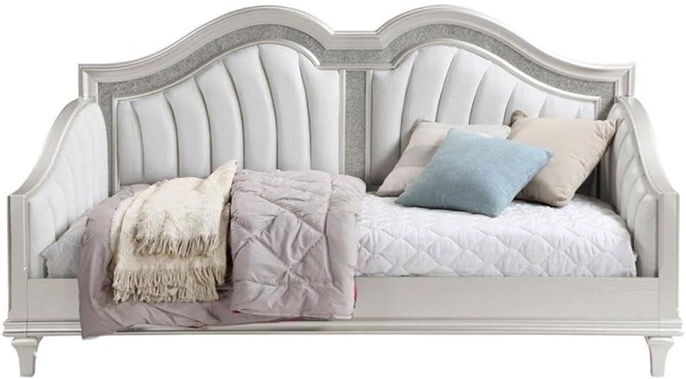 Coaster Evangeline Chenille Upholstered Twin Daybed in Silver Oak and Ivory