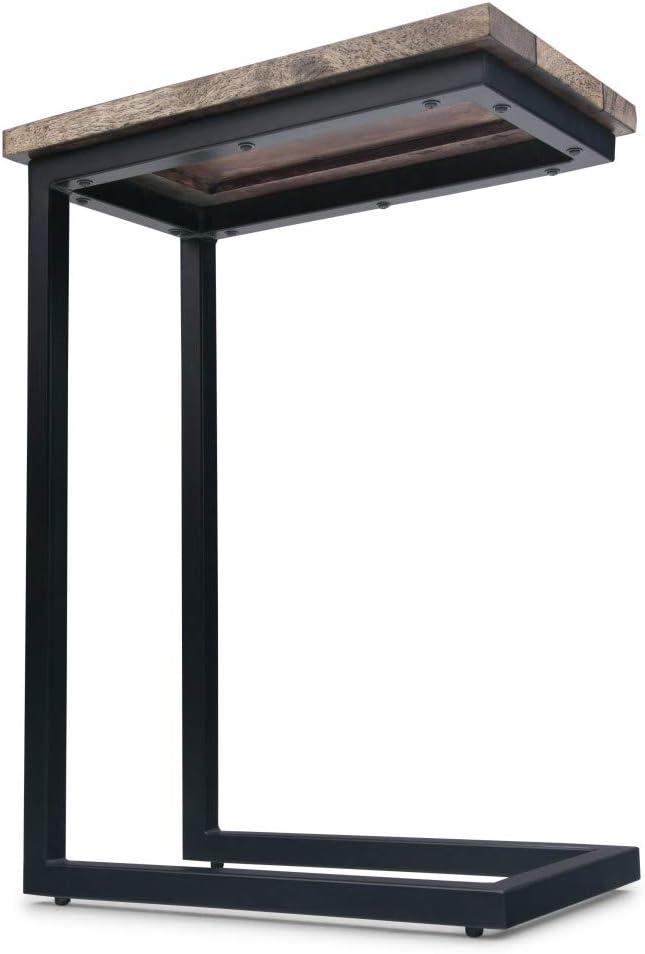 Simpli Home Skyler Solid Wood C Side End Accent Table