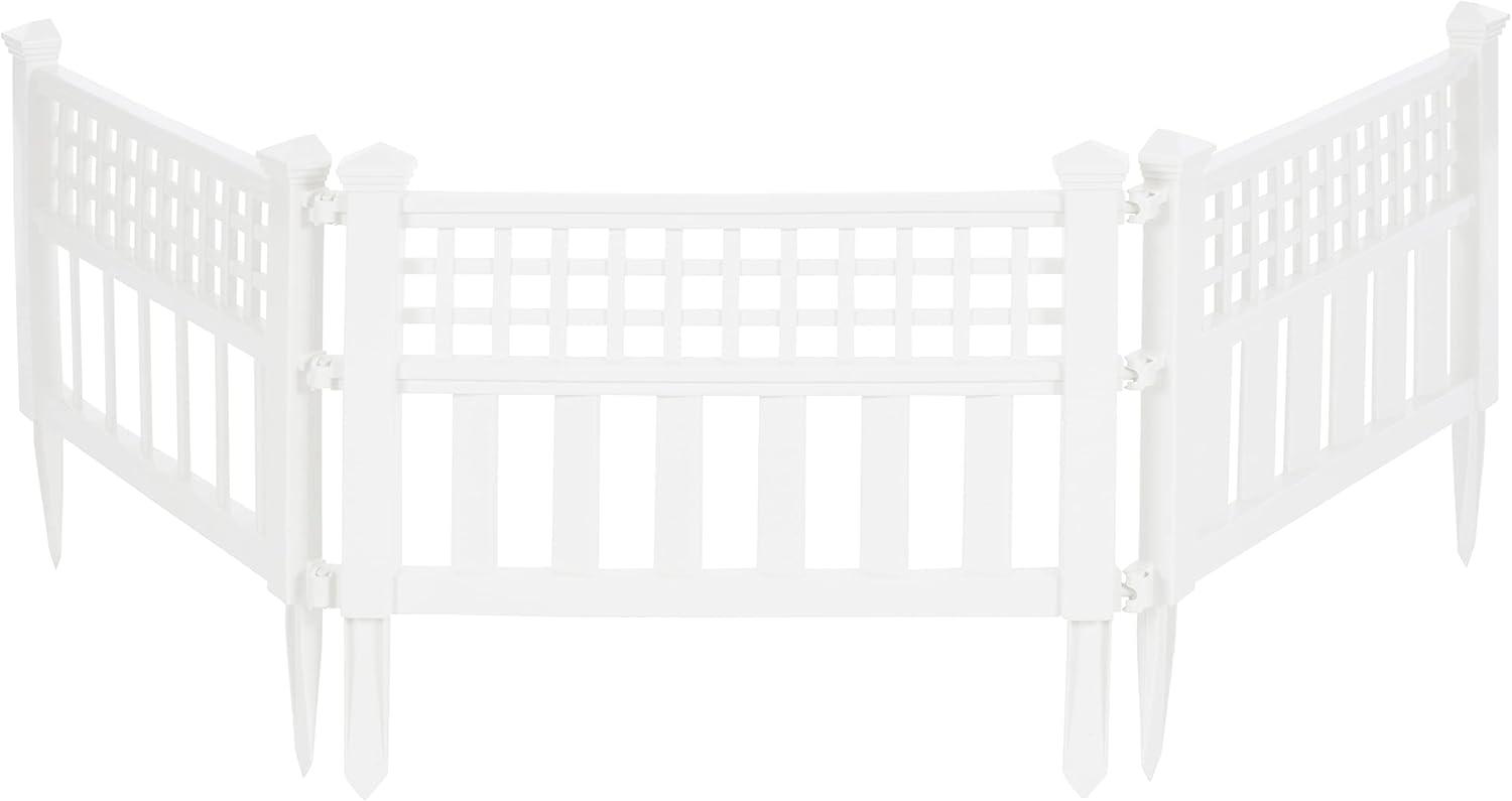 White Resin Decorative Garden Border Fence, 14" x 24"