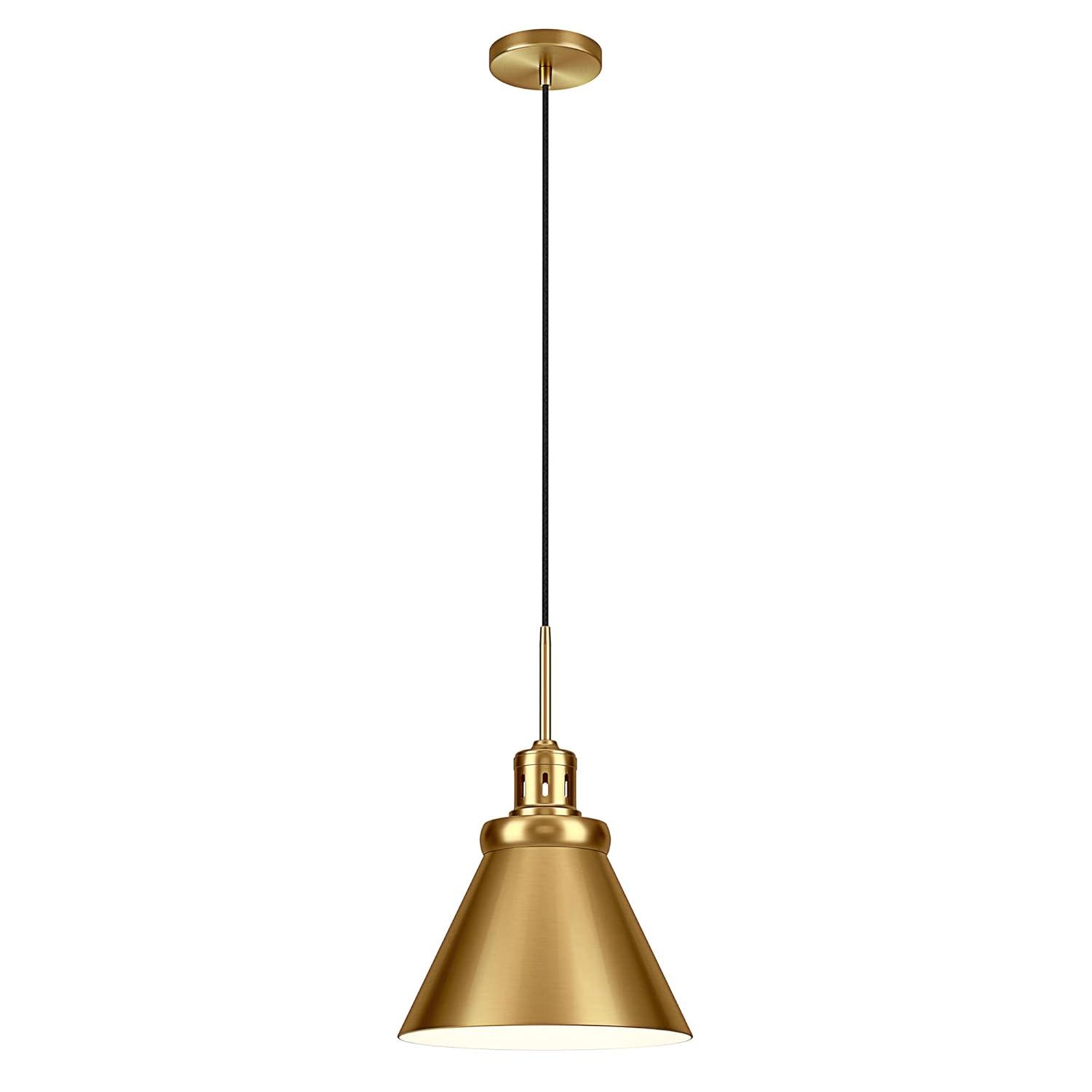 Evelyn&Zoe 17" Brushed Brass/Blackened Bronze Pendant