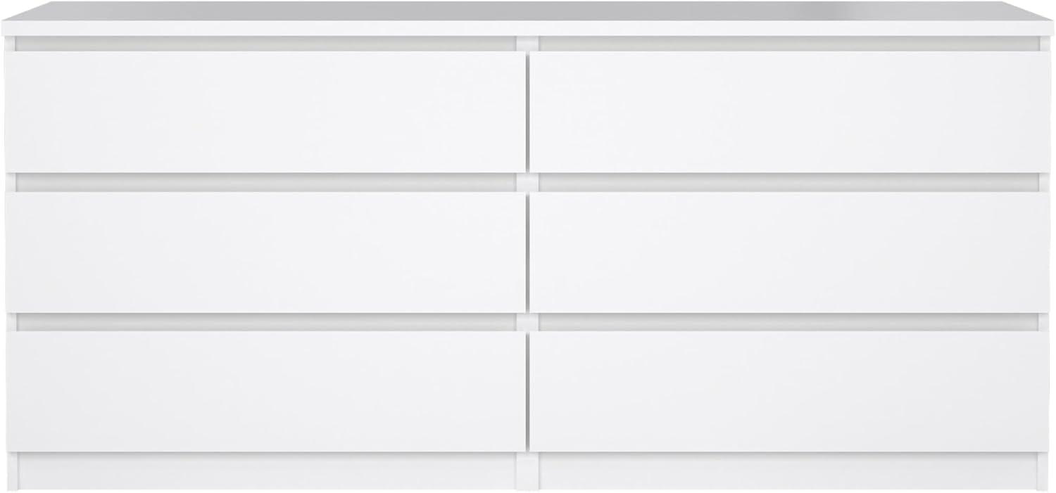 Sleek White High Gloss 6-Drawer Modern Double Dresser