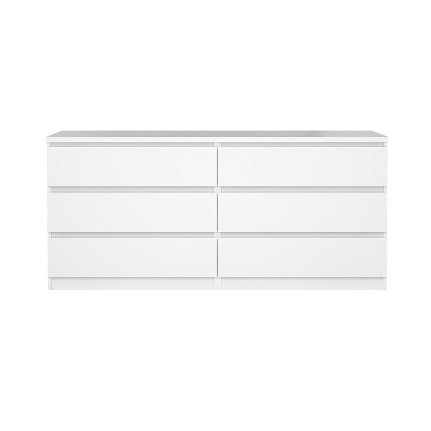 Tvilum Scottsdale 6 Drawer Double Dresser for Adults, White High Gloss