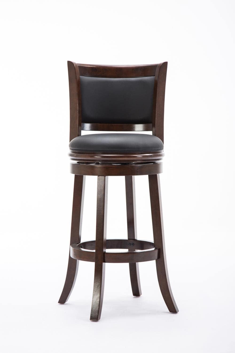 Boraam Wood Augusta Bar Height Swivel Bar Stool in Cappuccino Finish