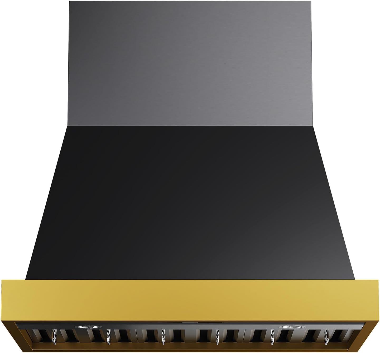 Kucht 36 in. 800 CFM Wall Mounted Range Hood with Gold Accents