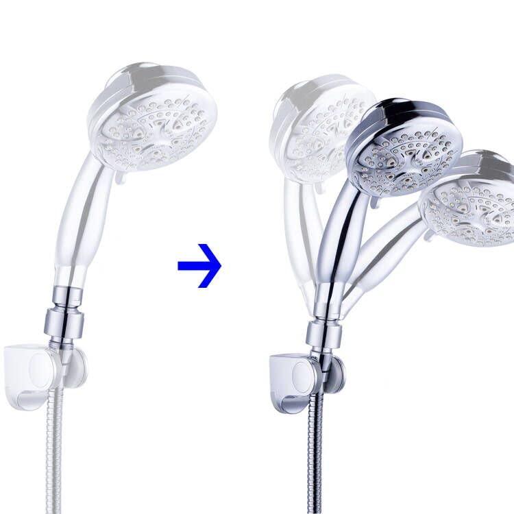 Hibbent All Metal Shower Head Swivel Ball Joint Adapter, Solid Brass Adjustable Shower Arm Connector, Showerhead Extension, Universal Showering Component, Polished Chrome